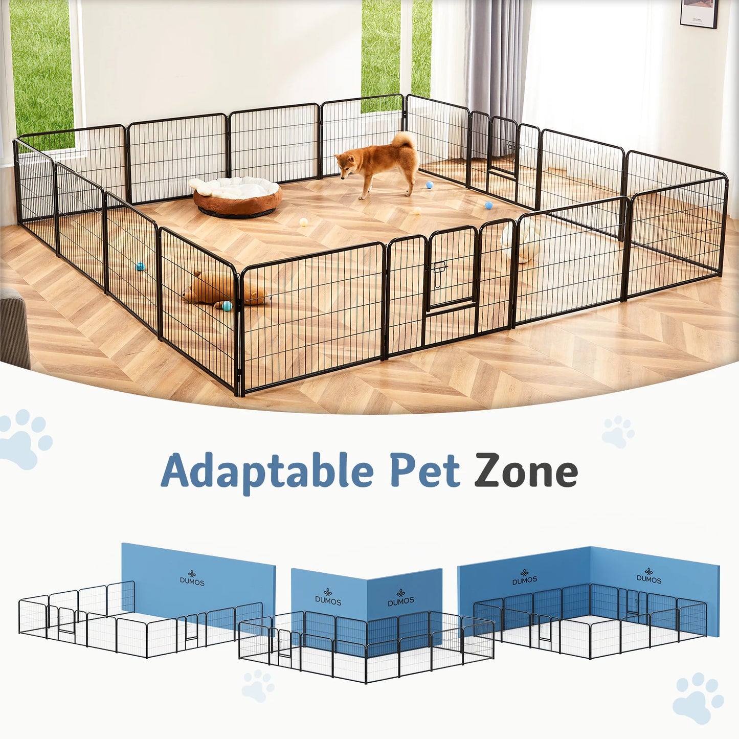 JHK 16 Panels Dog Playpen Metal Fence Foldable Outdoor