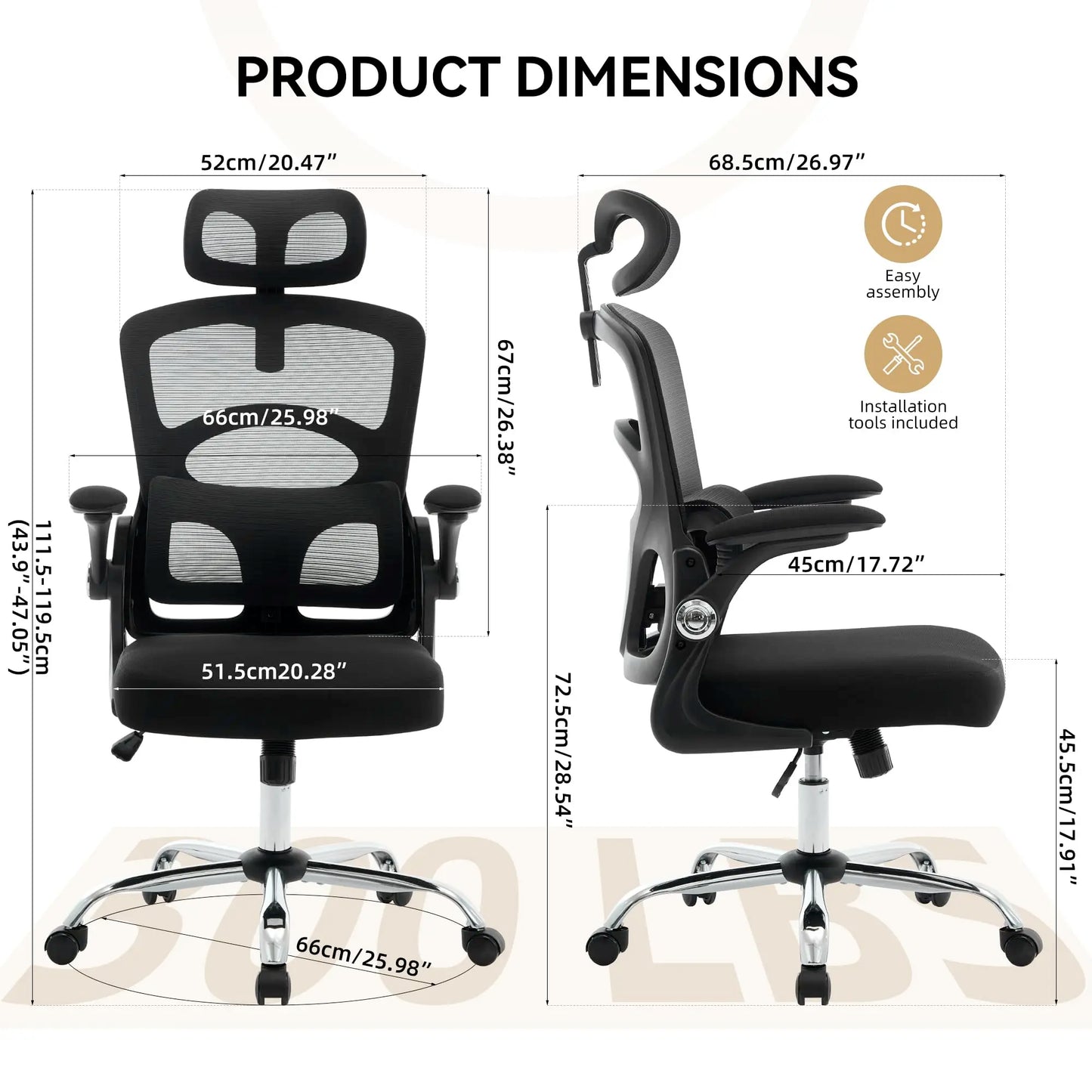HiMISSE Ergonomic High Back Mesh Chair With Adjustable Headrest