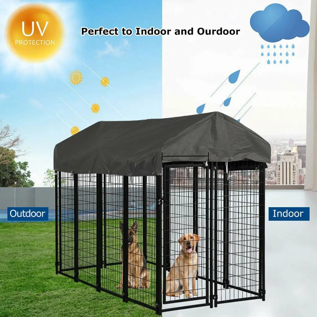 Dog Cage Pet Run Enclosure Playpen With Roof For Kennel