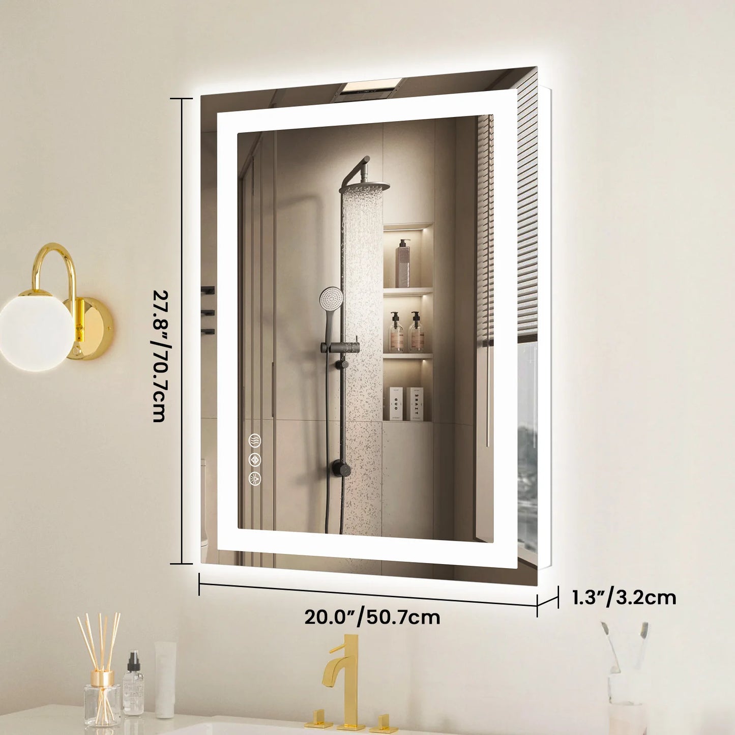 JHK LED Vanity Mirror With Memory Function Wall Mount