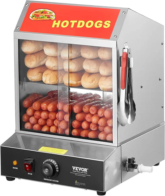 XMSJ Hot Dog Steamer Two Tier With Temperature Control