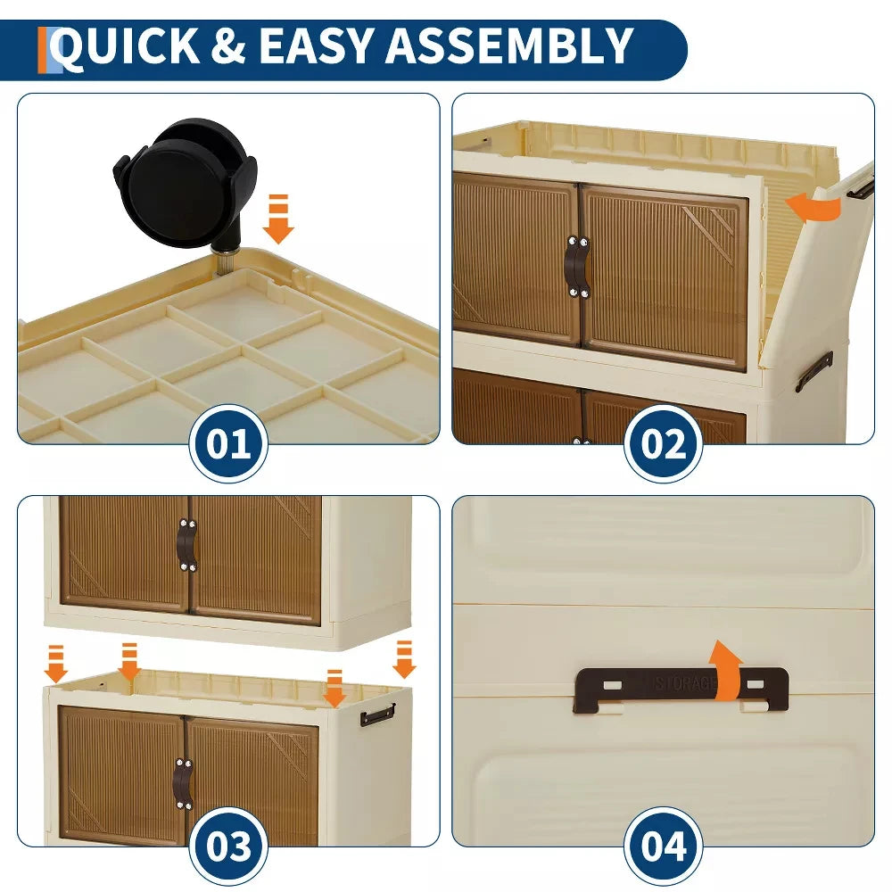 HiMISS 3/4/5-Tier Foldable Storage Cabinet With Lids And Wheels