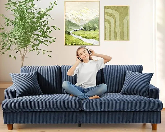 Corduroy Sofa No Tool Assembly For Living Room Comfort