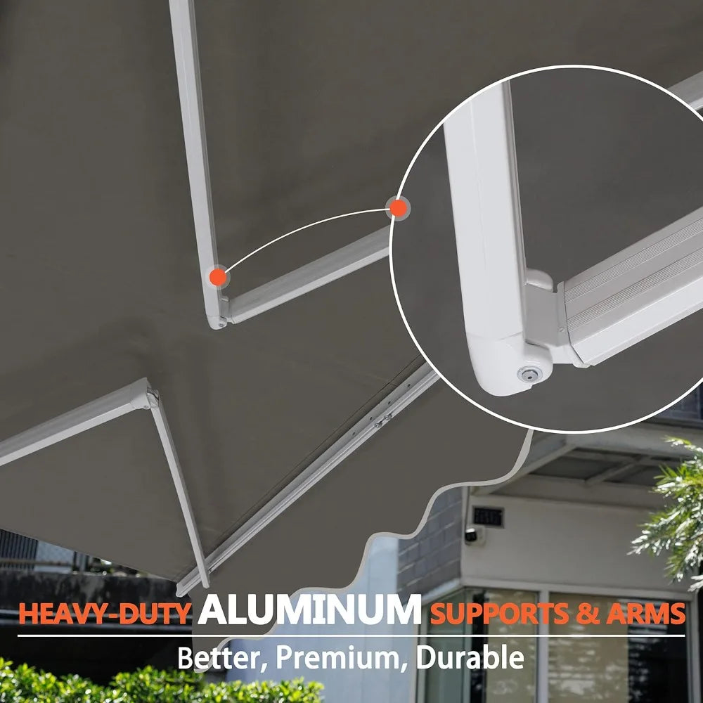 NONECN Manual Retractable Outdoor Patio Awning With Crank