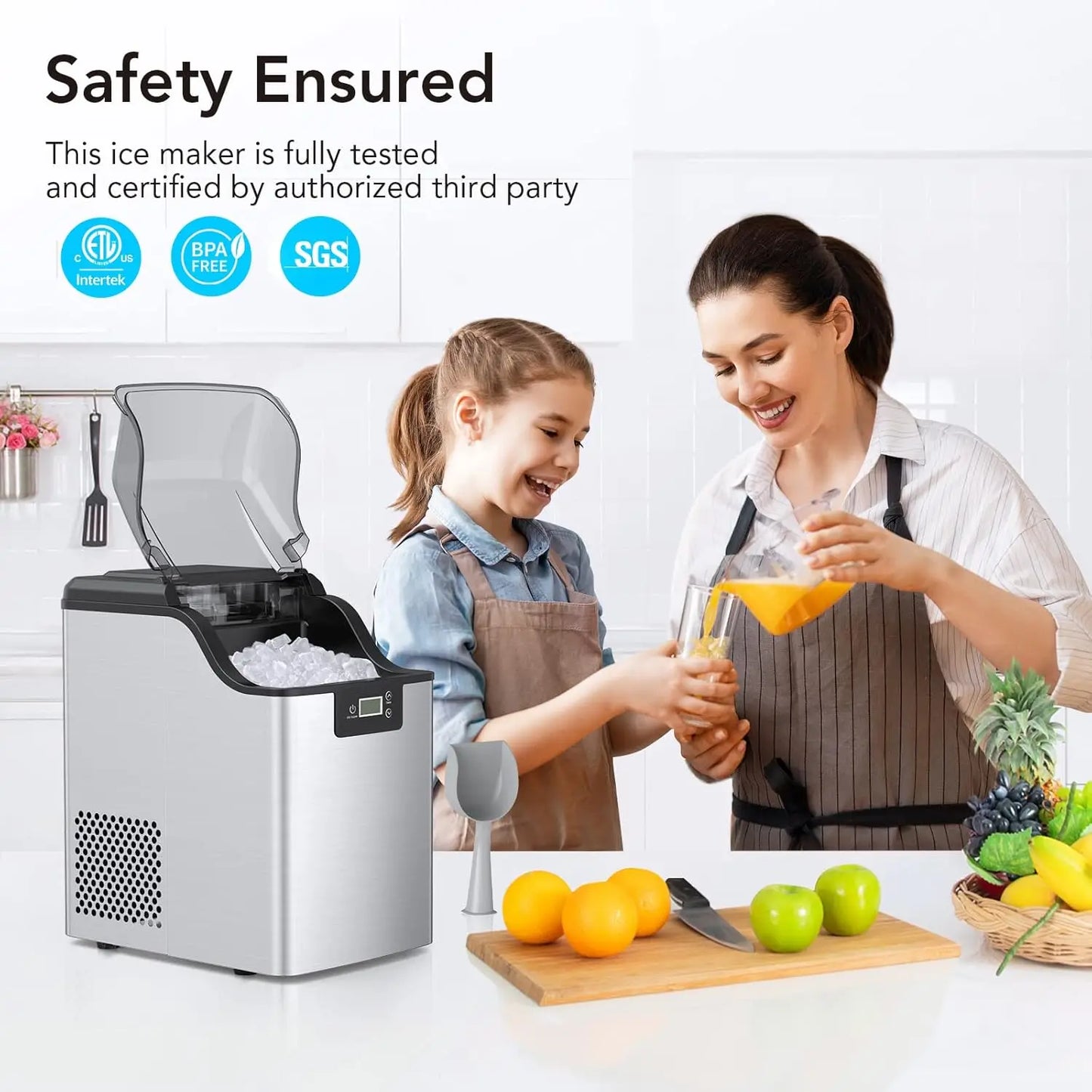 Acekool Countertop Ice Maker Portable Fast Ice In 6 To 8 Minutes Self Cleaning For Home Office Bar