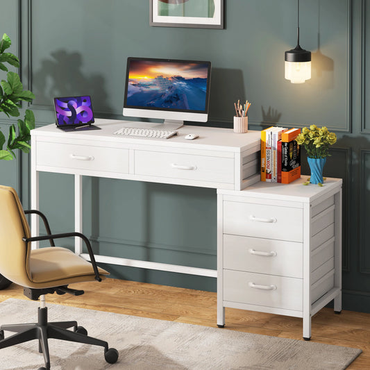 Little Tree Desk With Five Drawers Wooden Computer Table