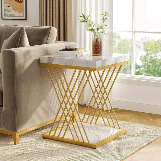 Little Tree Square End Table Two Tier Side Bedside Storage