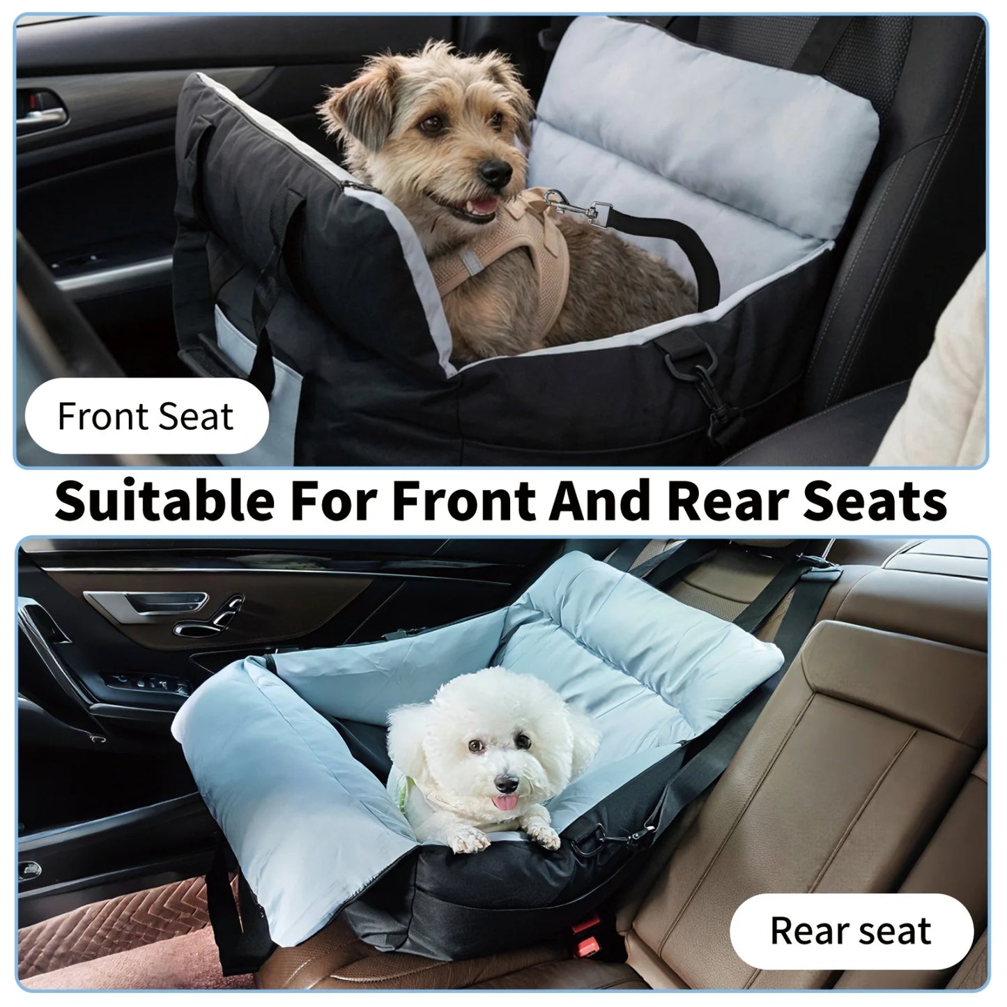 BINGOPAW Dog Car Seat With Safety Belt Washable Travel Bed