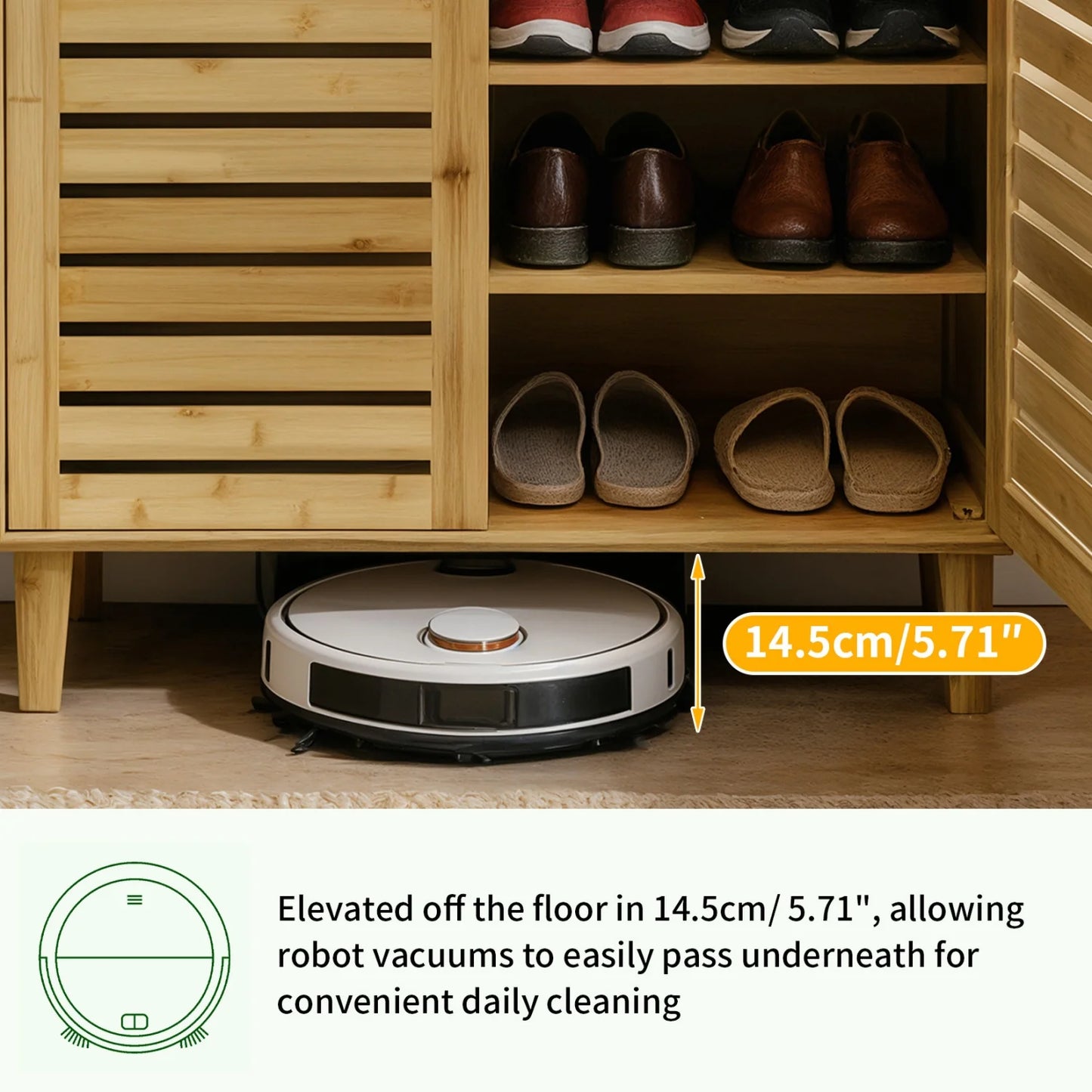 Bamboo Shoe Storage Cabinet Five Tier Organizer For Entryways Hallways