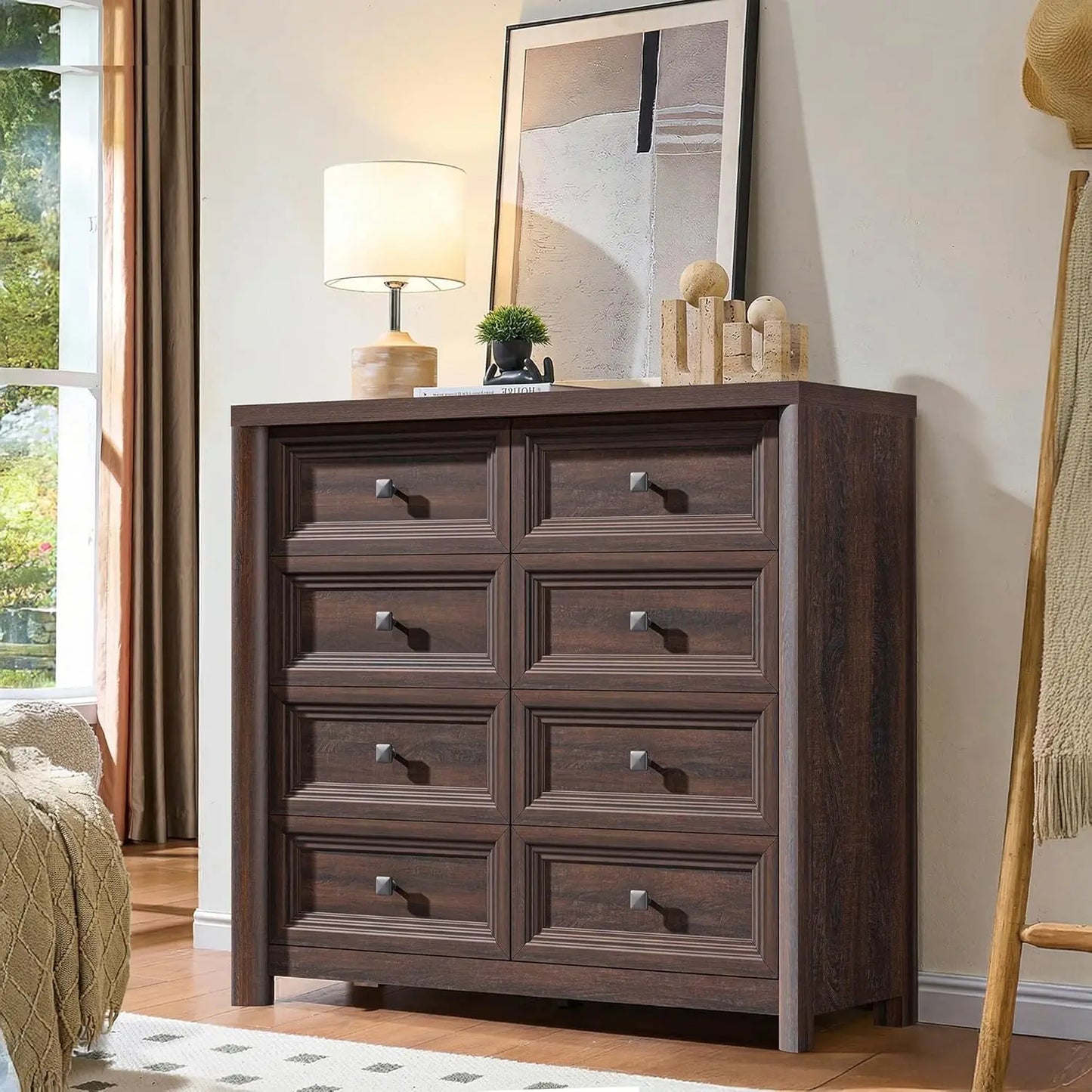 Farmhouse 6-Drawer Solid Wood Dresser For Bedroom Storage