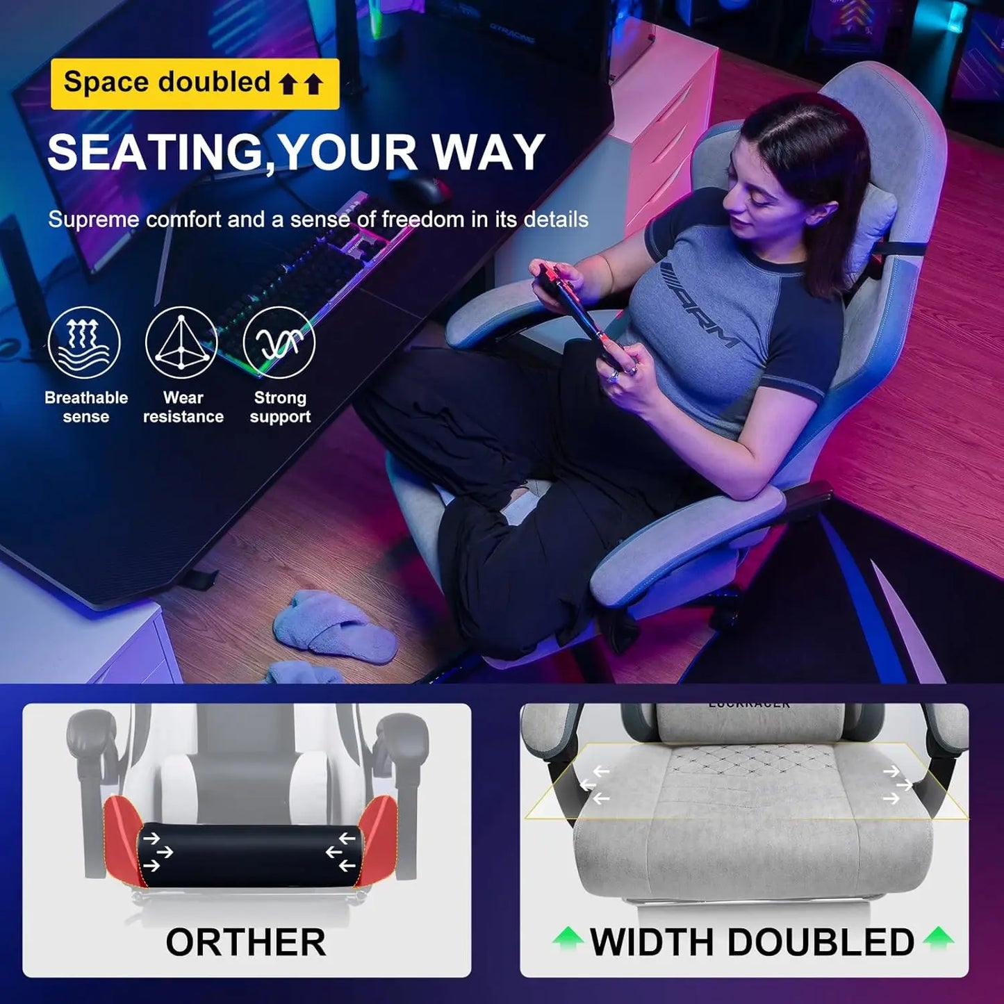 Gaming Chair Ergonomic Office Chair With Pocket Spring Cushion