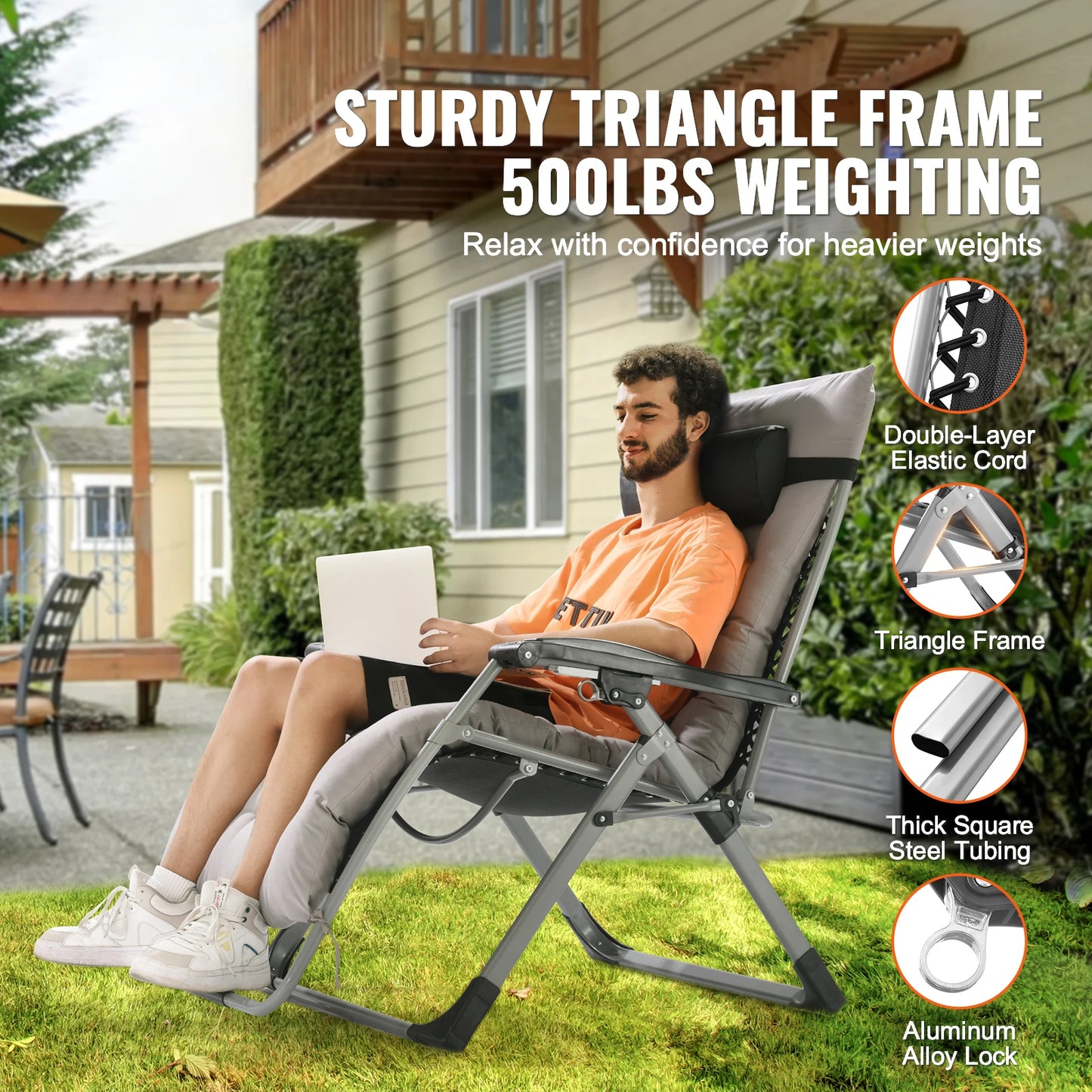 SucceBuy Zero Gravity Lounge Chair With Adjustable Recliner And Cupholder