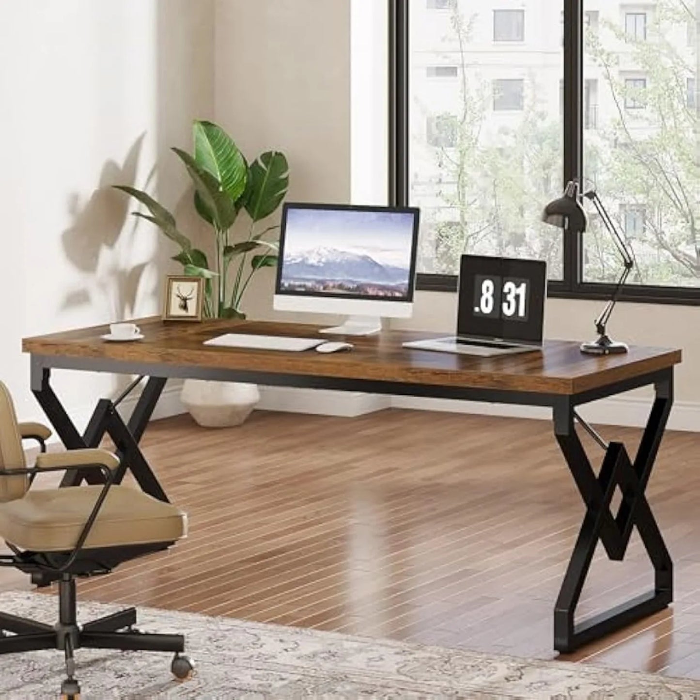 Little Tree Executive Desk With Thick Tabletop Heavy Duty
