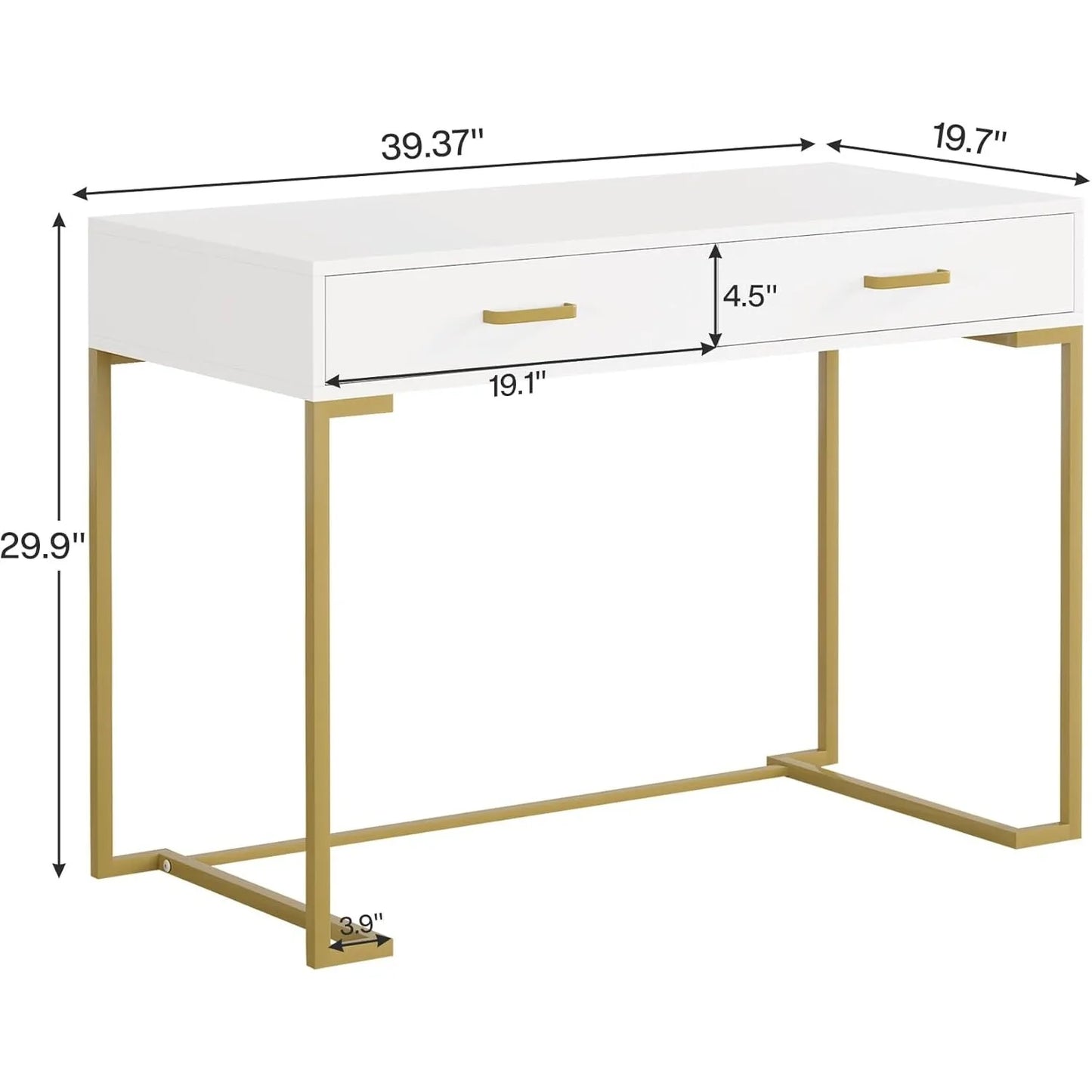 LITTLE TREE White And Gold Vanity Desk With 2 Drawers