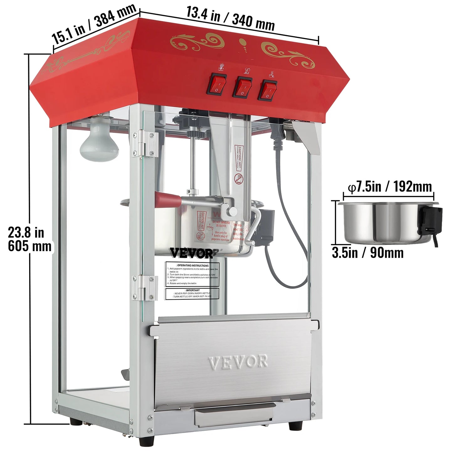 SucceBuy Electric Popcorn Maker Automatic For Home Use