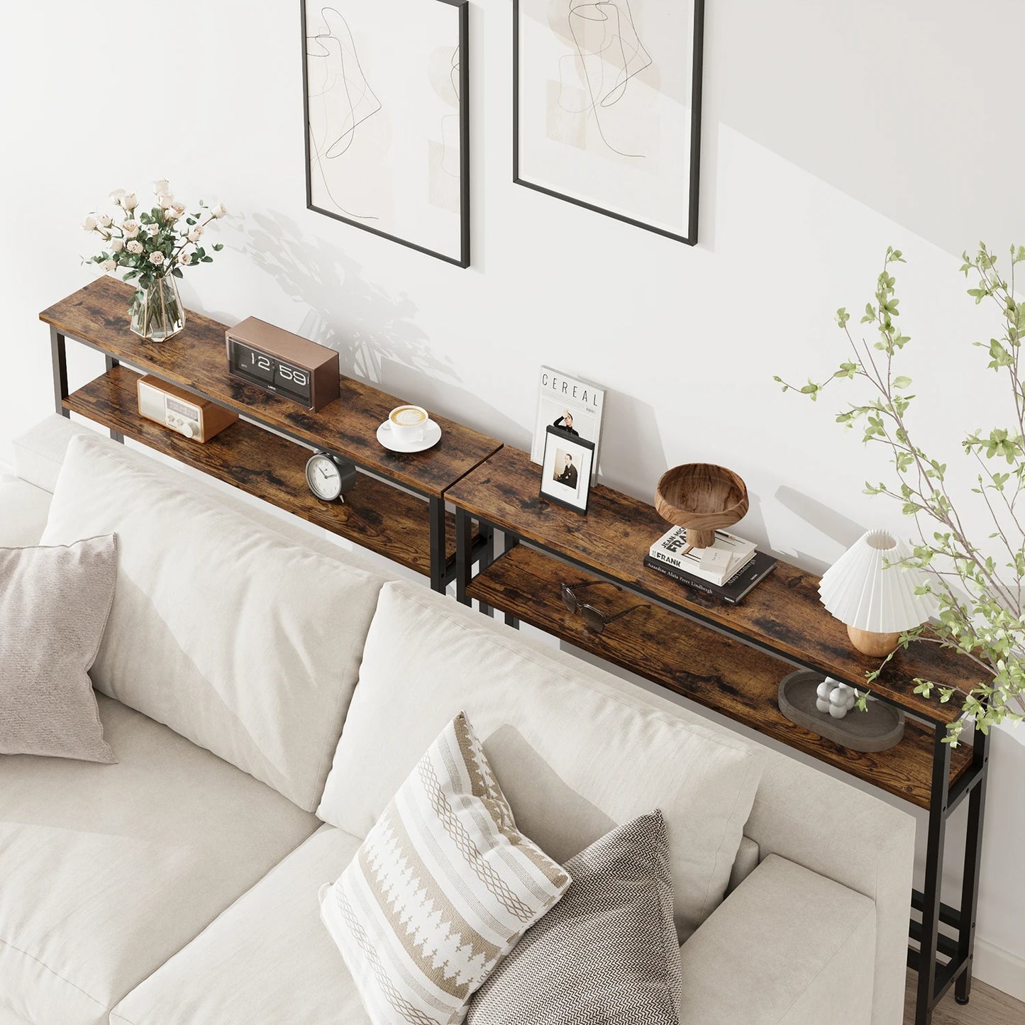 HiMISS Space Saving Slim 2 Tier Console Table With Adjustable Shelf For Living Room And Entryway