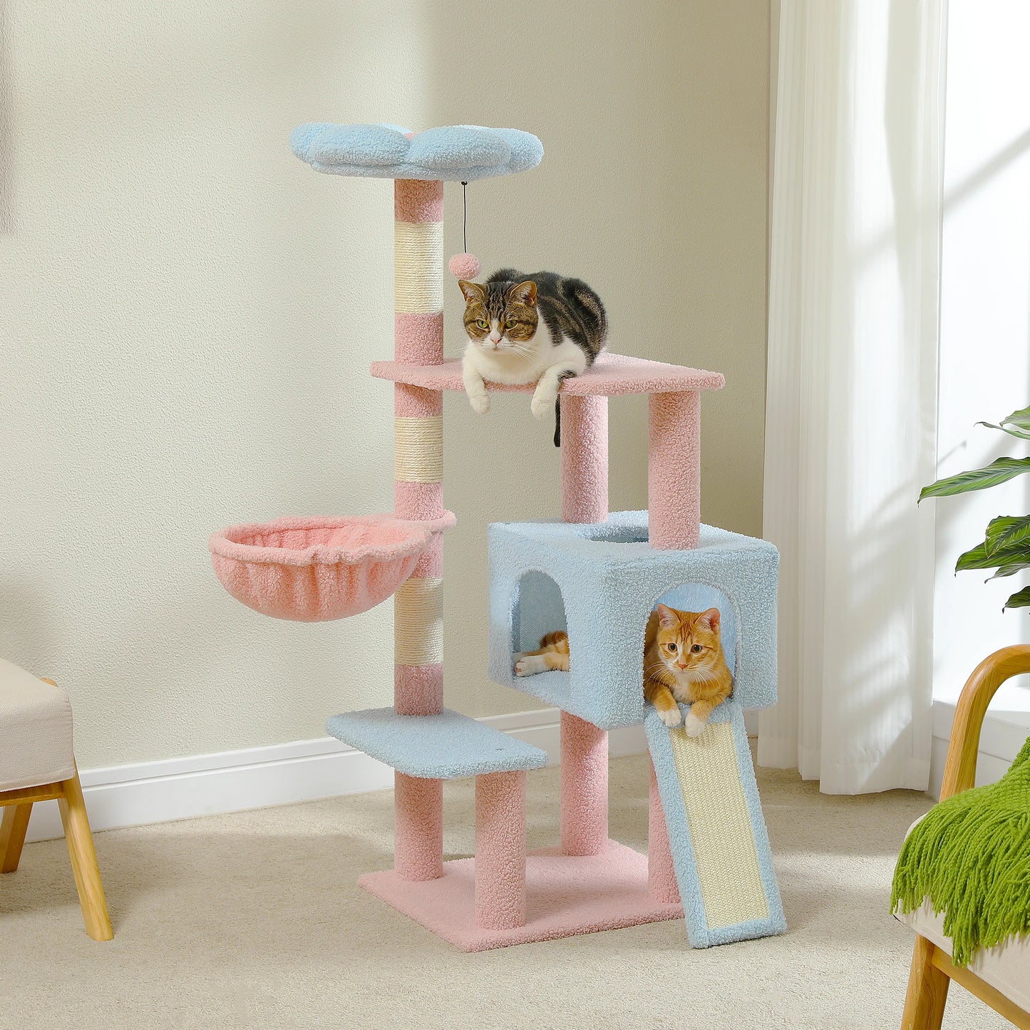 PAWZ Road Flower Cat Tree Multi Level Tower With Sisal Scratching Posts For Indoor Small And Medium Cats Top Perch