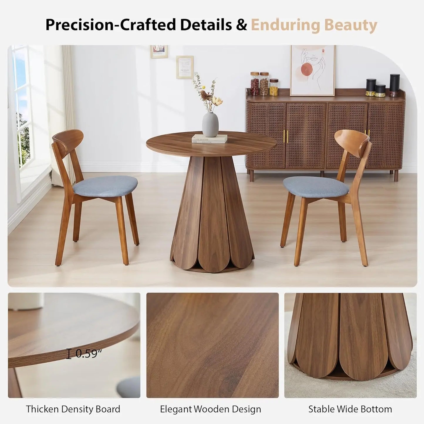 Contemporary Round Dining Table For Compact Living Spaces Seats 2-4
