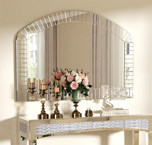 Arched Venetian Mirror With Beveled Edge For Living Room Decor