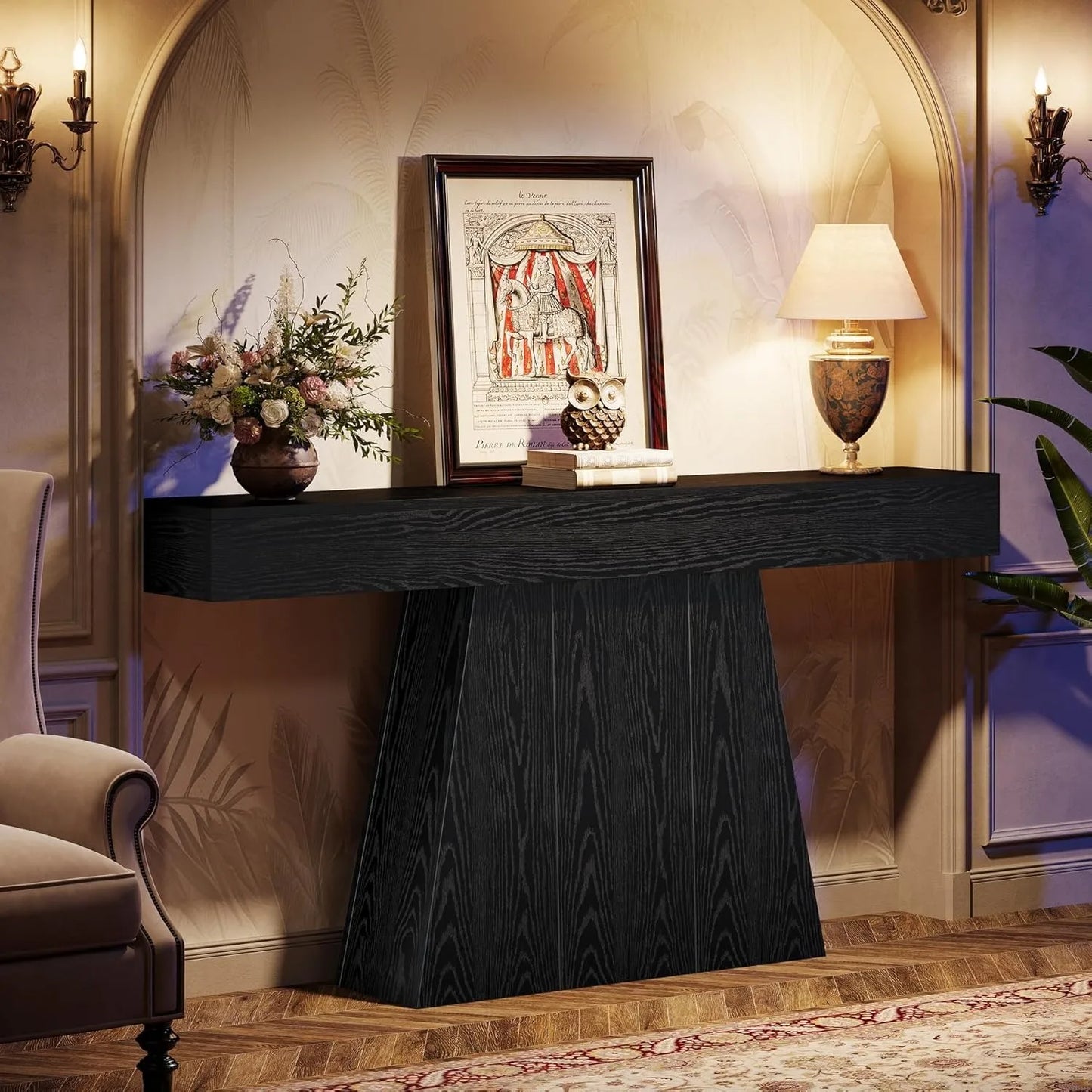 LITTLE TREE Farmhouse Console Table For Entryway And Hallway
