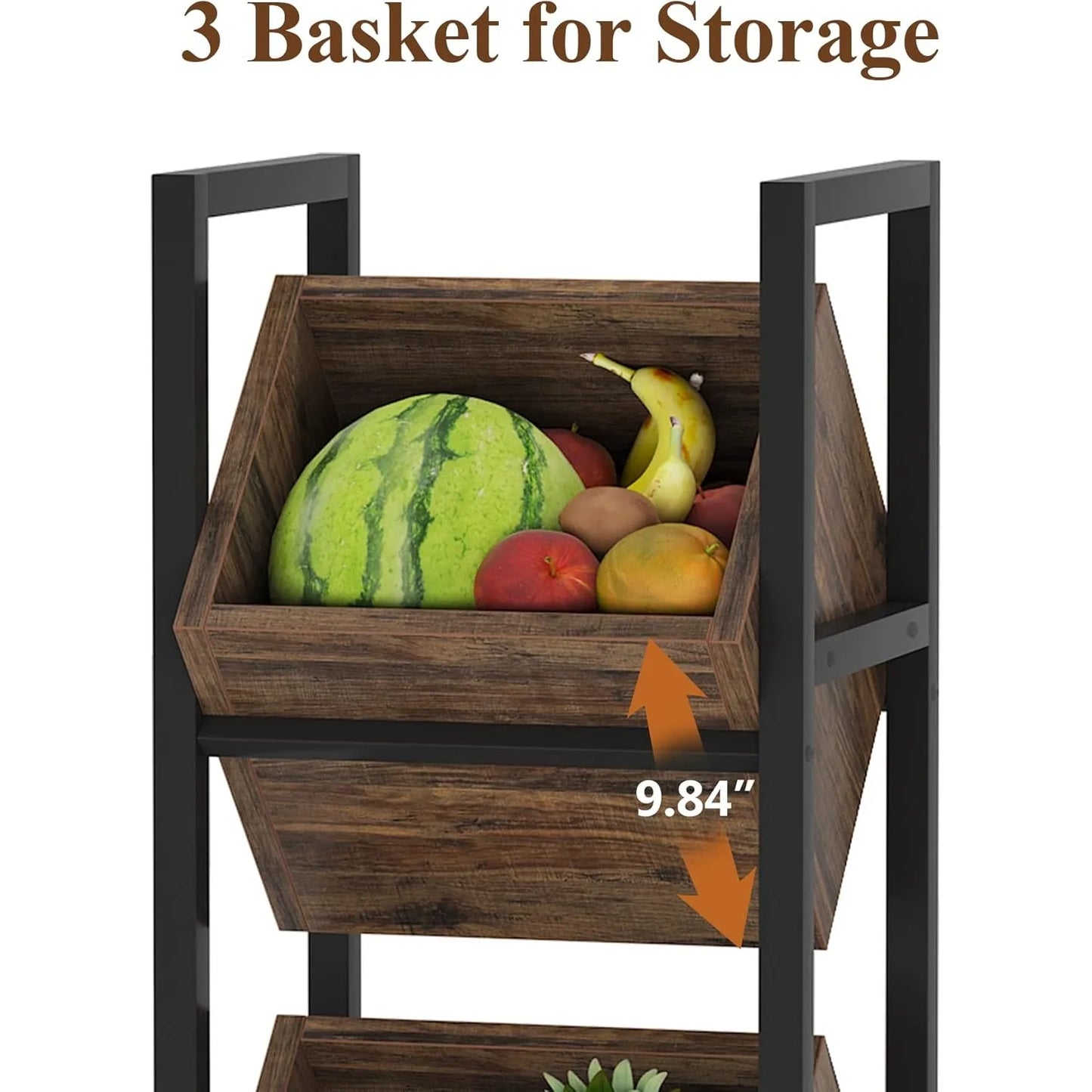 LITTLE TREE 3-Tier Basket Stand For Living Room Organizer
