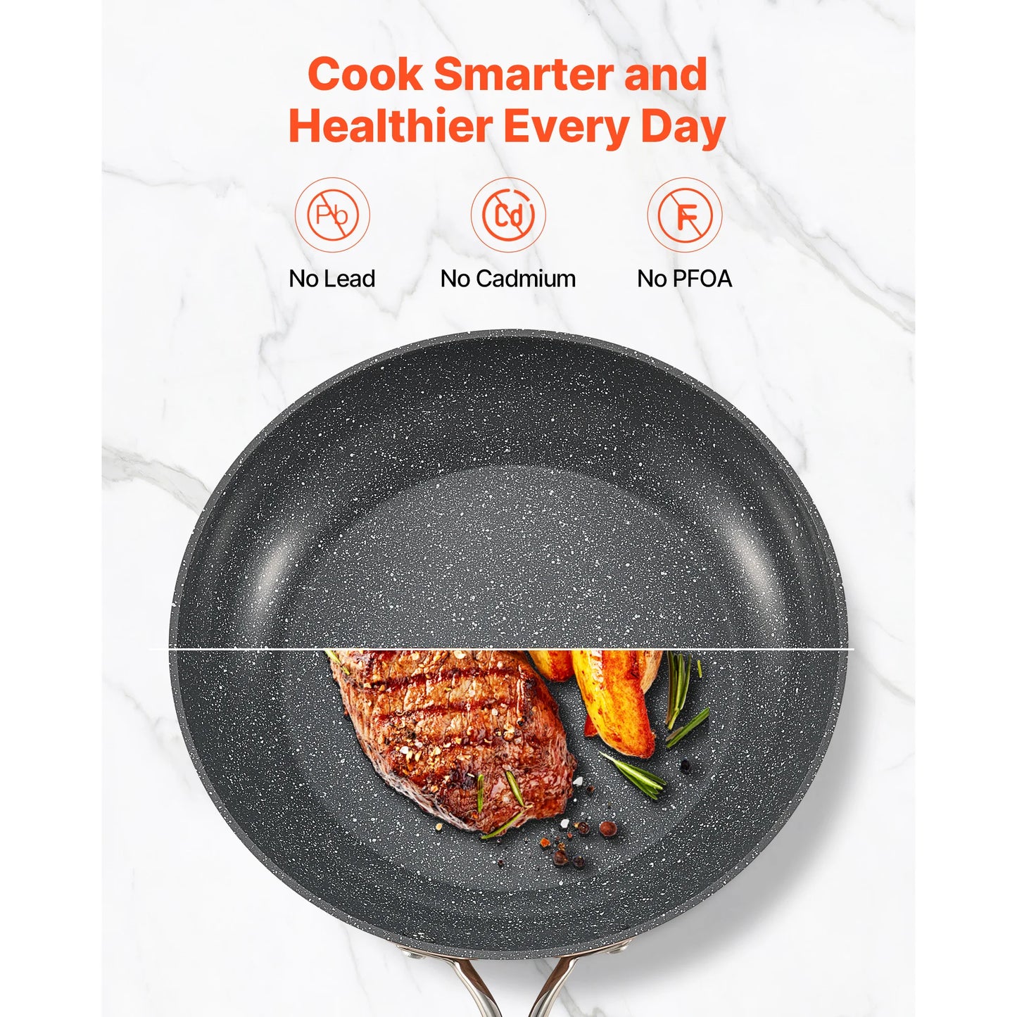 SucceBuy 3 Piece Nonstick Ceramic Frying Pan Skillet Set Heavy Duty Induction Compatible For Home Cooks