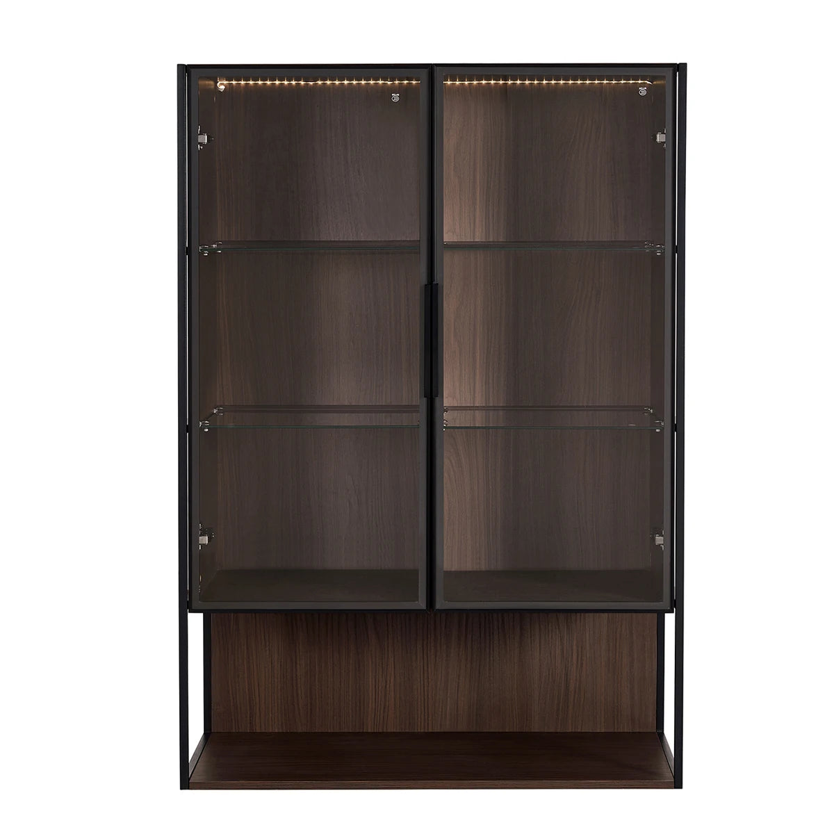 TWISTER.CK 130cm LED Lighted Display Cabinet With Metal Frame And Tempered Glass Door Ideal For Living Room