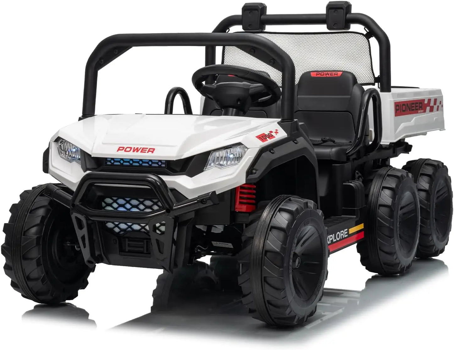 Powerful 24V 4WD Dual Seater Ride On Dump Truck With Remote Dump Bed Music For Boys And Girls