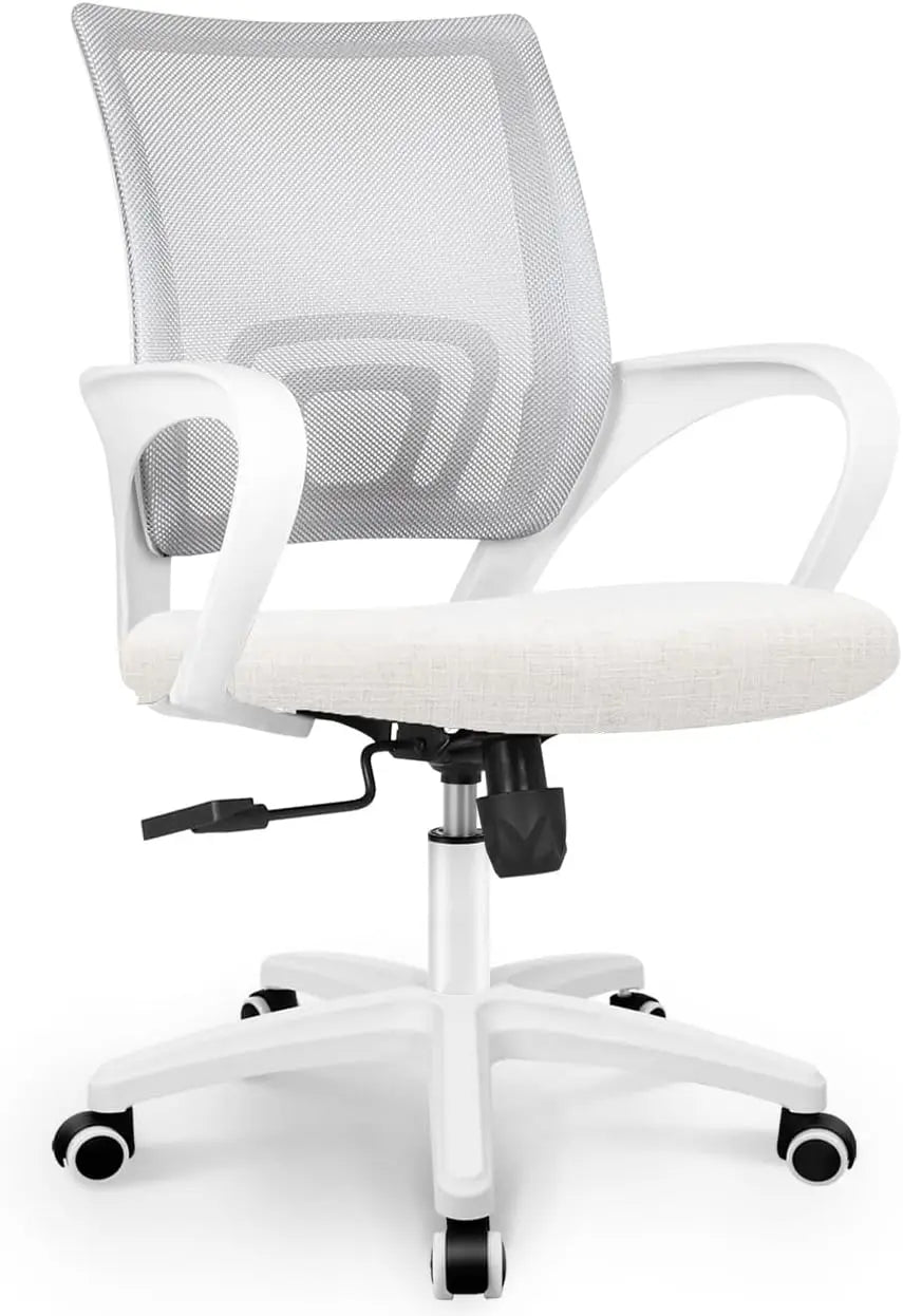 Mesh Office Chair Mid Back With Lumbar Support Adjustable Height