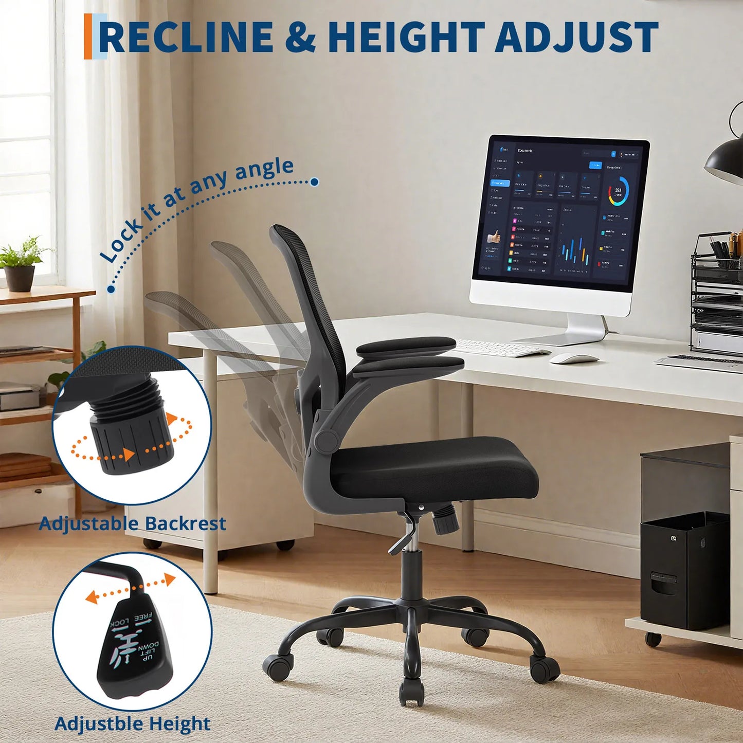 HiMISSE Ergonomic Mesh Office Chair With Adjustable Lumbar Support And High Back For Home Office