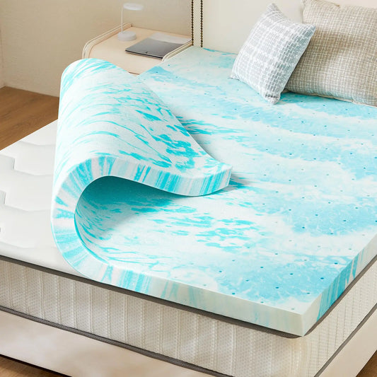 JHK Gel Memory Foam Mattress Topper Cooling For Bed Comfort