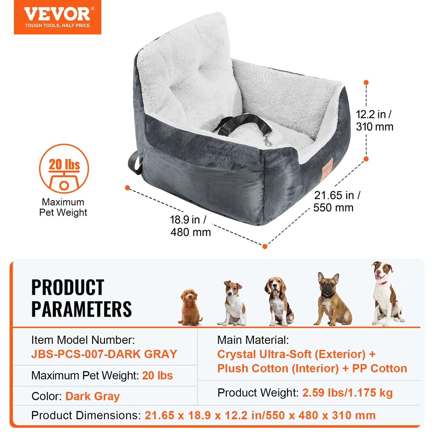 SucceBuy Dog Car Seat Waterproof Booster With Clip On Leash