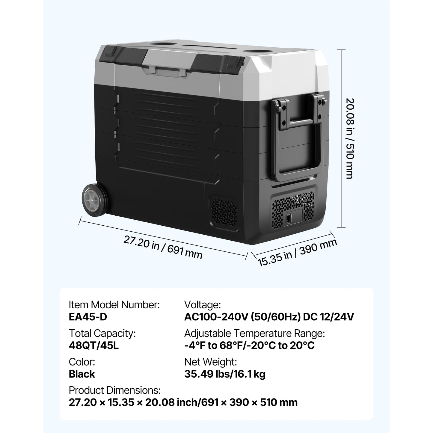 SucceBuy Car Refrigerator Dual Zone 37 48 58QT With Smart App Control Wheels For RV Boat Truck Cooler
