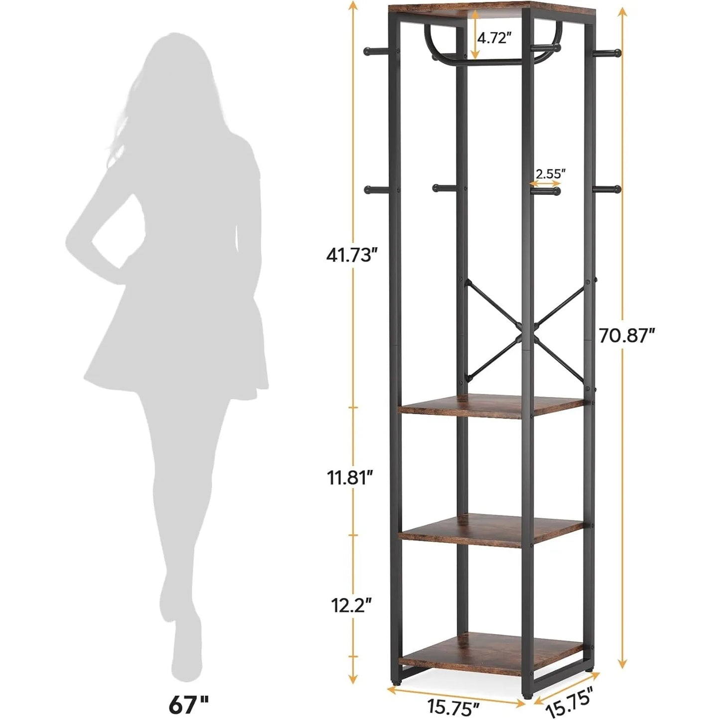 Little Tree Freestanding Coat Rack With Shelves and Hooks