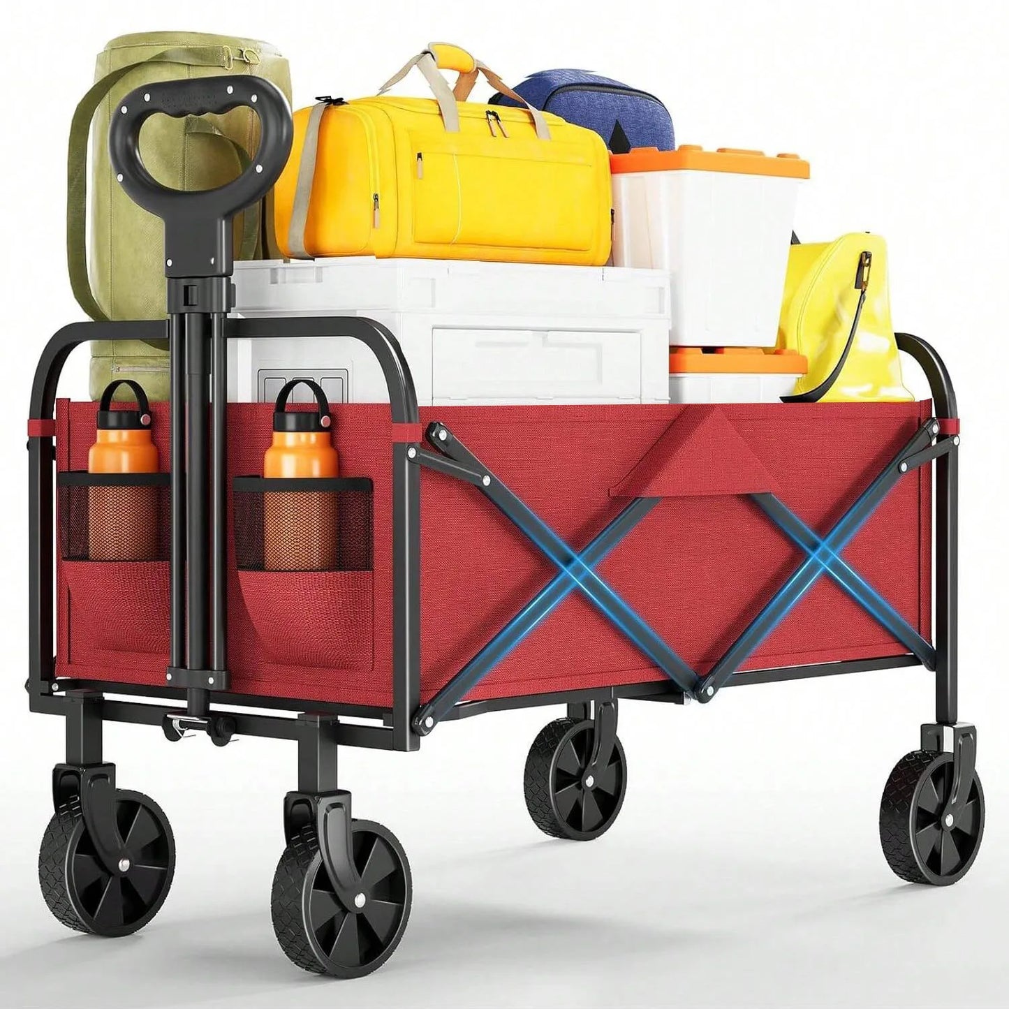 Foldable Utility Wagon With All-Terrain Wheels And Adjustable Handle