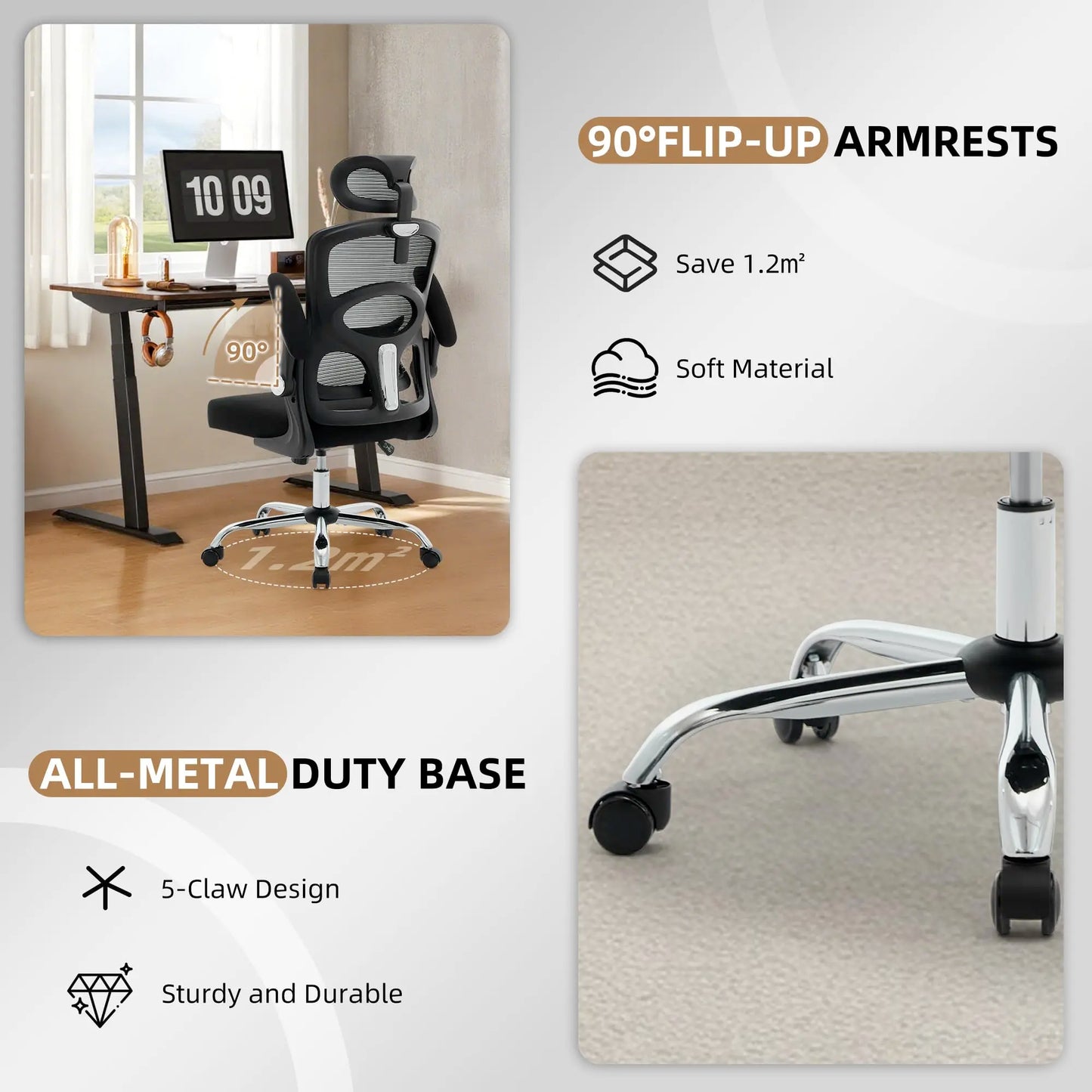 HiMISSE Ergonomic High Back Mesh Chair With Adjustable Headrest