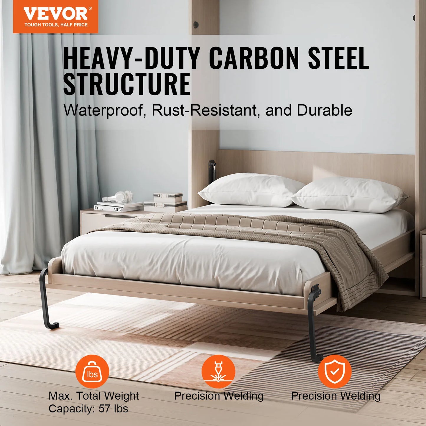 Murphy Bed Kit Vertical Deluxe Wall Lift Hardware Pneumatic Lever