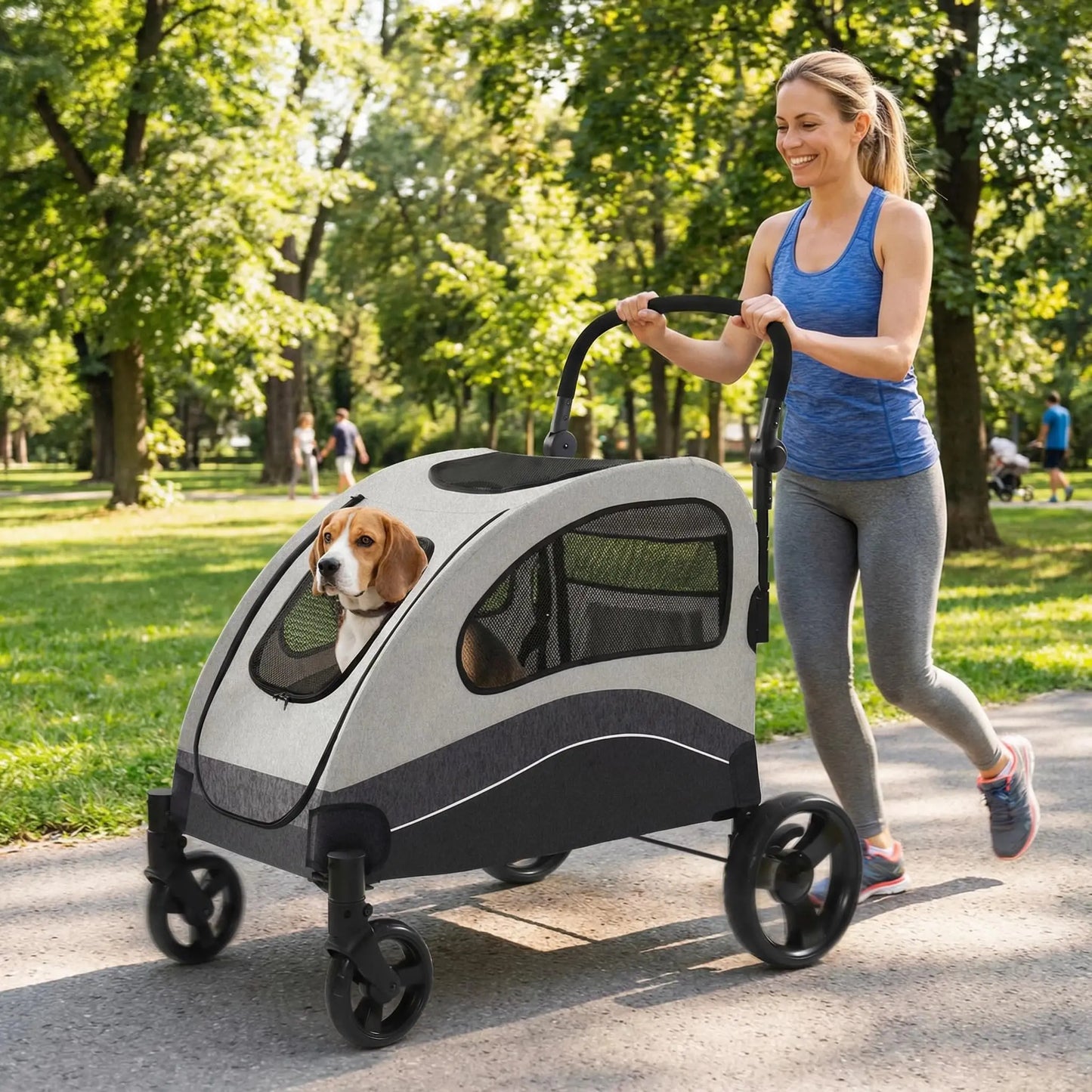 HiMISS Collapsible Large Dog Stroller Wagon 360 Degree Swivel Travel