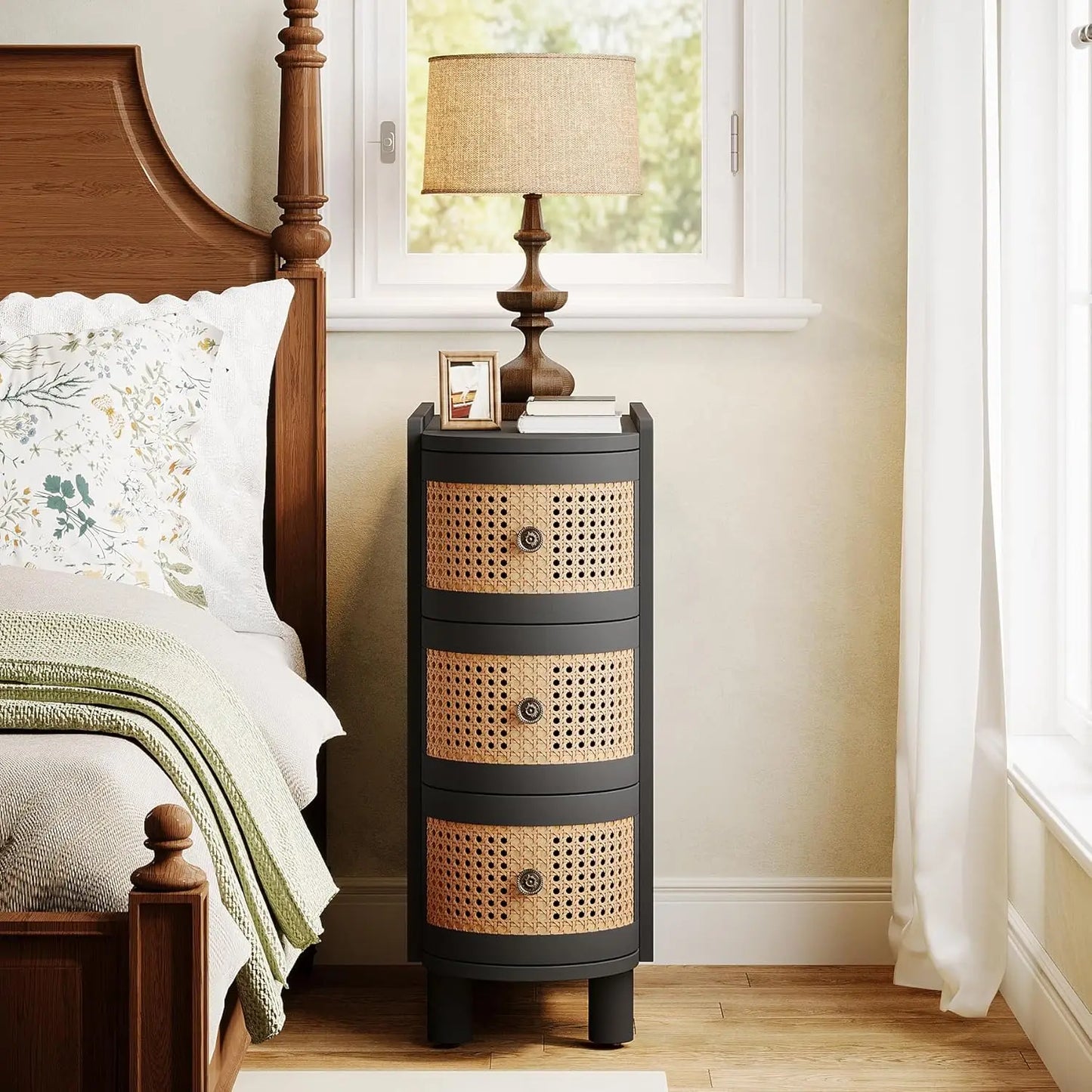 Little Tree Solid Wood End Table With Vintage Embossed Handles