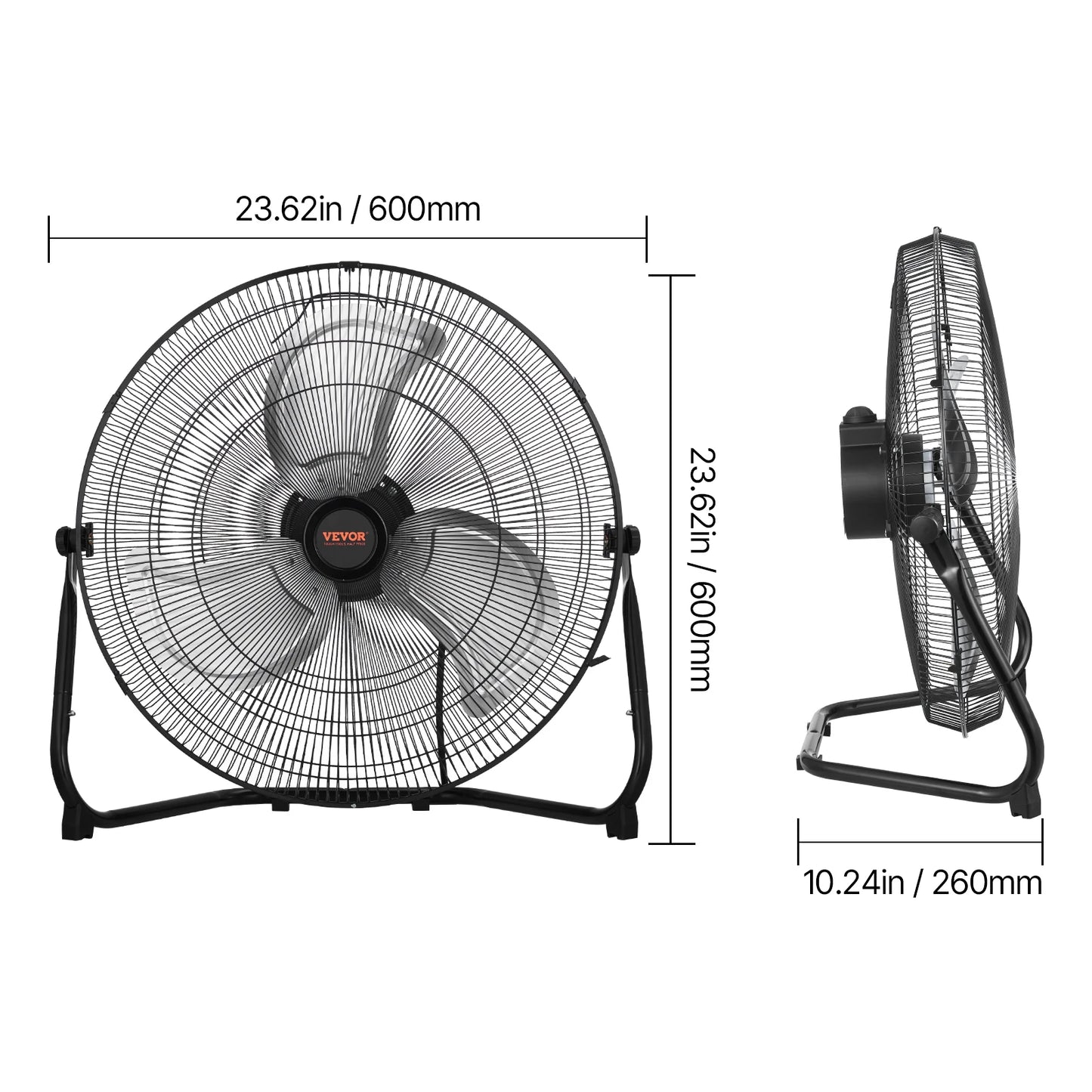 VEVOR Industrial Floor Fan 4800 CFM Heavy Duty High Velocity 3 Speed 360 Tilt For Gym Home Shop