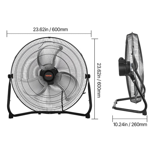 VEVOR Industrial Floor Fan 4800 CFM Heavy Duty High Velocity 3 Speed 360 Tilt For Gym Home Shop
