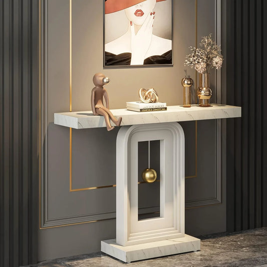 Little Tree Modern Console Table Faux Marble Sofa Table