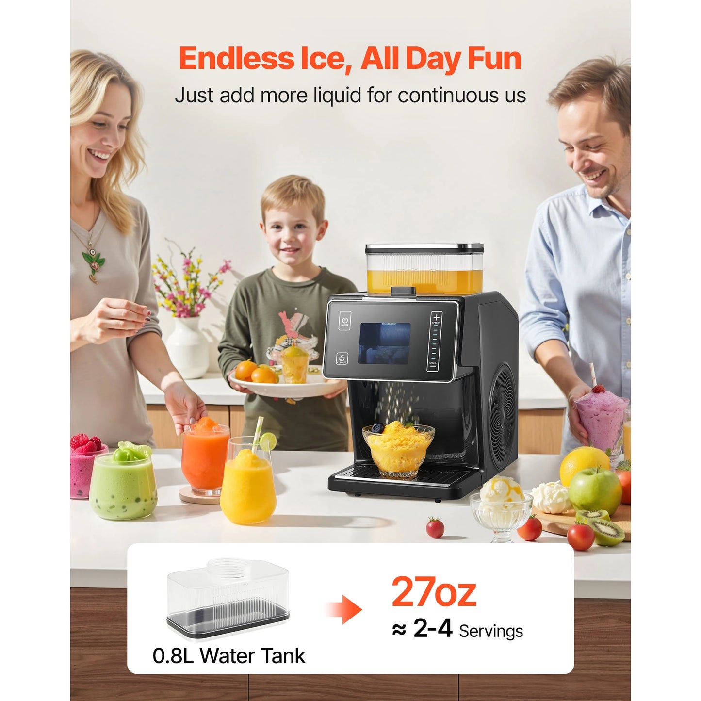 SucceBuy Snowflake Ice Machine With Stainless Steel Blade Tank