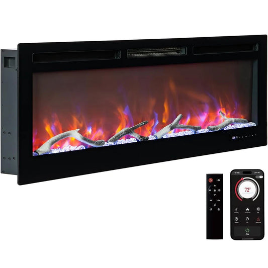 AceKool Smart Electric Fireplace Heater For Homeowners With Alexa And WiFi Remote Color Changing 750W And 1500W