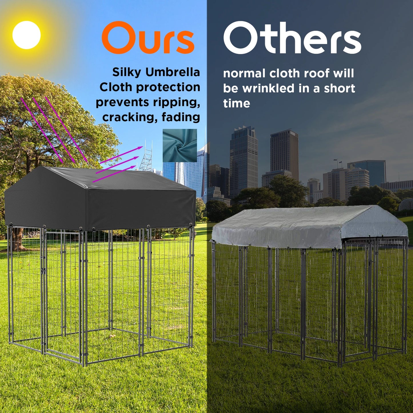 Dog Cage Pet Run Enclosure Playpen With Roof For Kennel