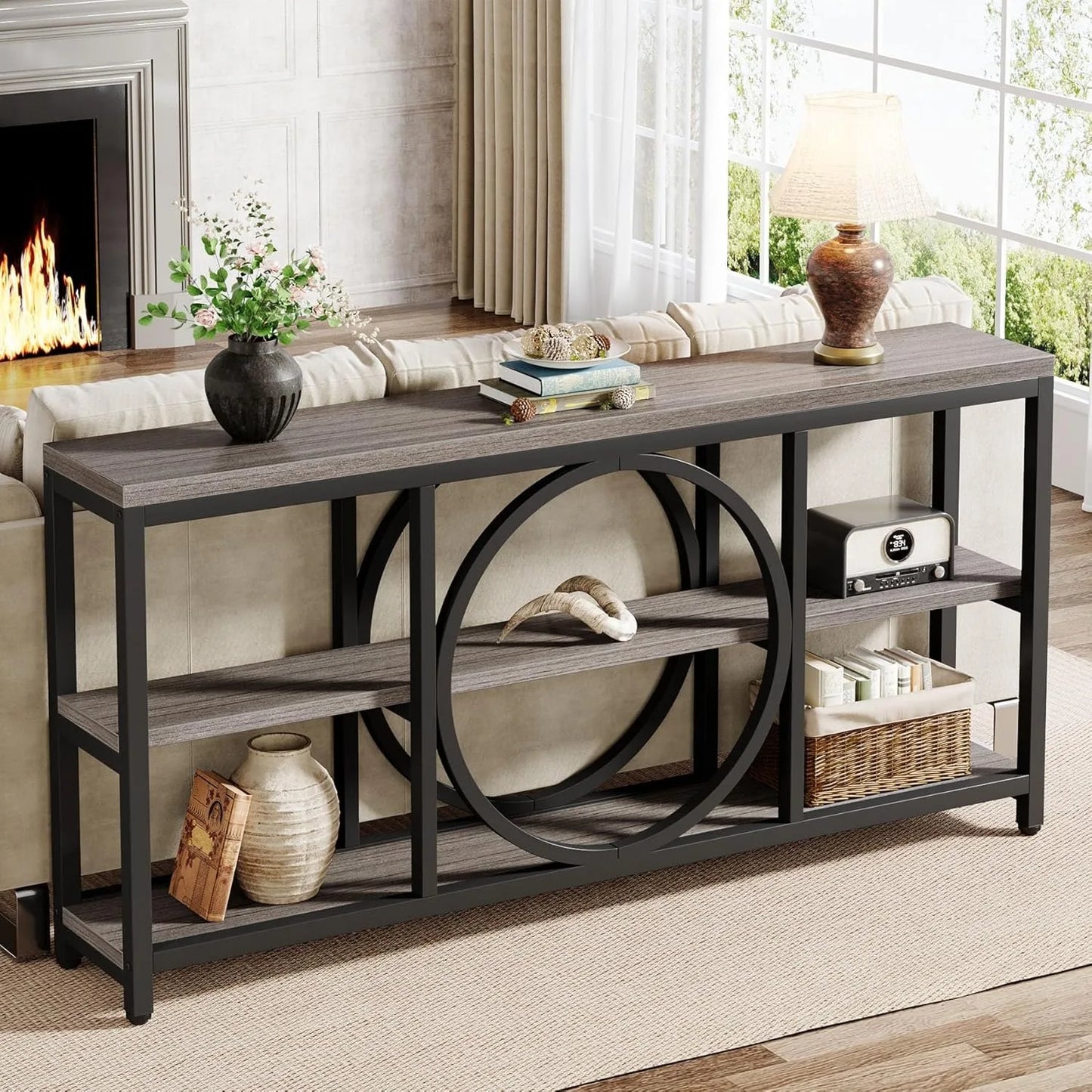 Little Tree Console Table With 3 Tier Wood Shelves