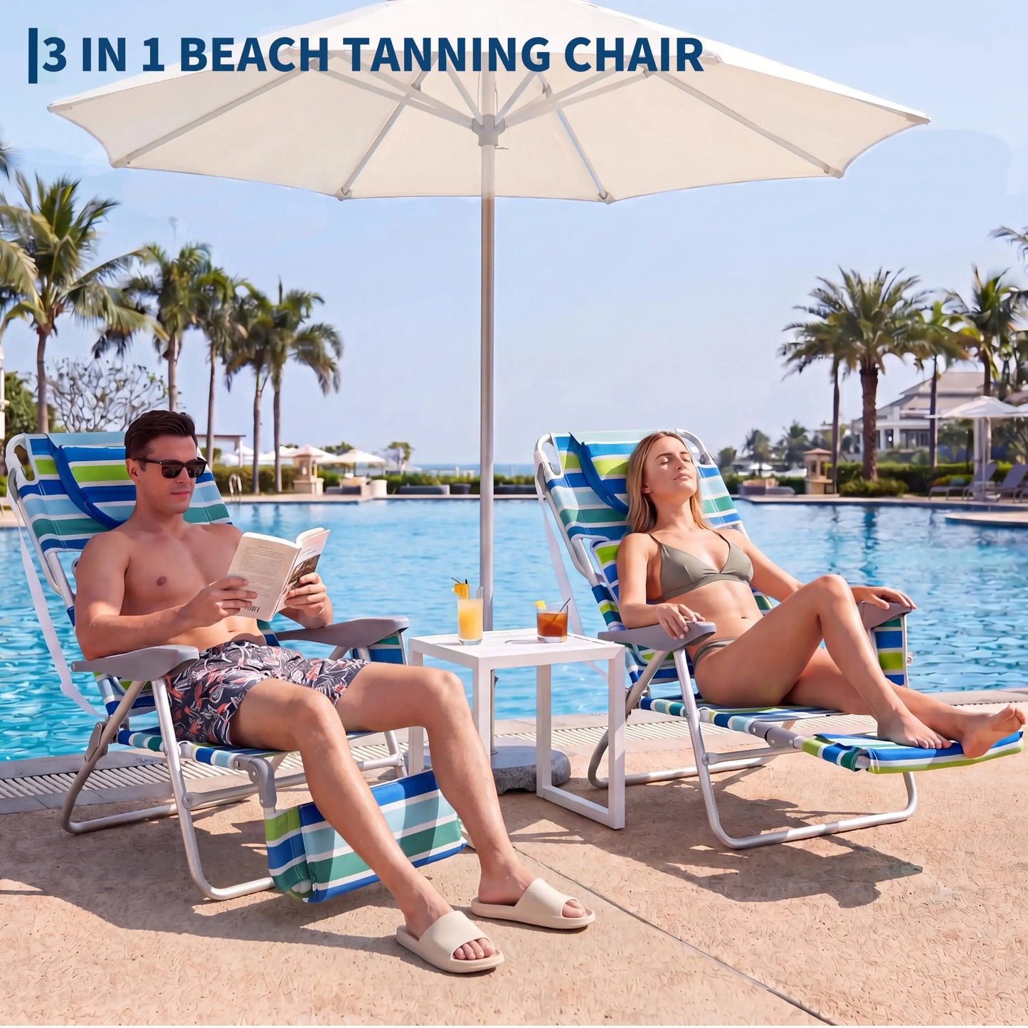 HiMISS Face Down Sunbathing Chair Lounger With Adjustable Footrest
