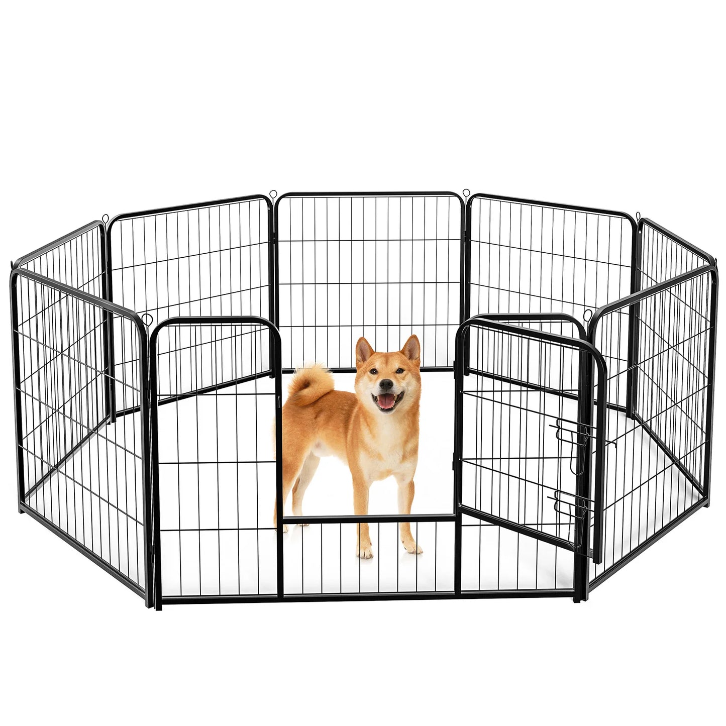 JHK Metal Pet Playpen 8 Panels Foldable Dog Fence For Outdoor Yard