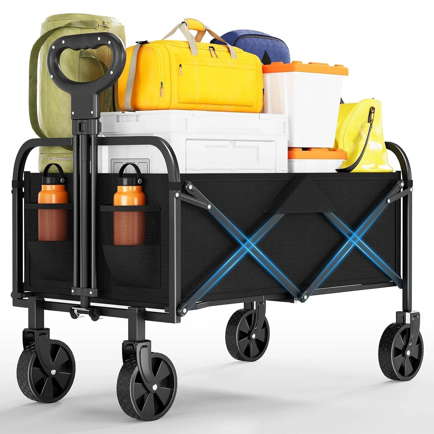 Foldable Utility Wagon With All-Terrain Wheels And Adjustable Handle