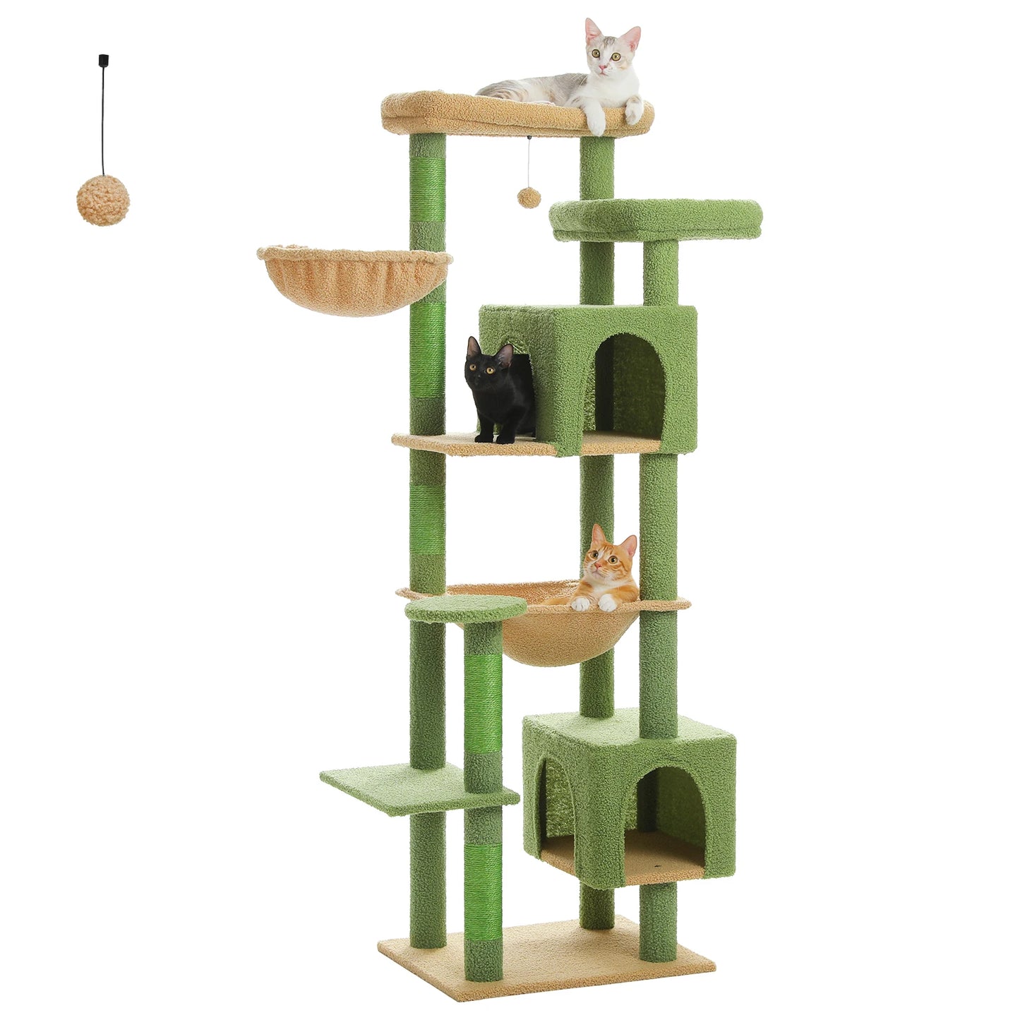 PAWZ Road Tall Cat Tree For Indoor Cats Five Tier With Super Large Hammock And Scratching Posts